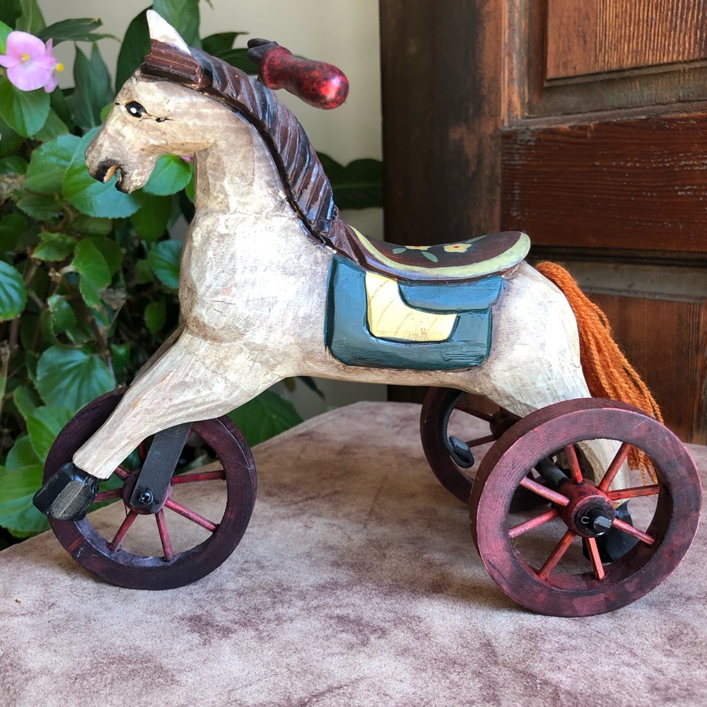 Vintage Carved Wooden Toy Horse